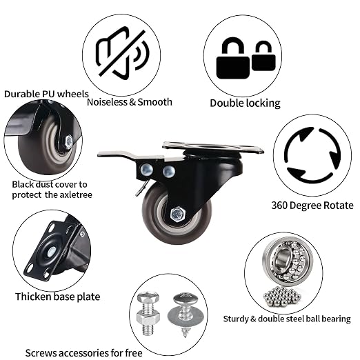 1.5" Casters Set of 12 Heavy-duty Industrial Caster Wheels - Image 2