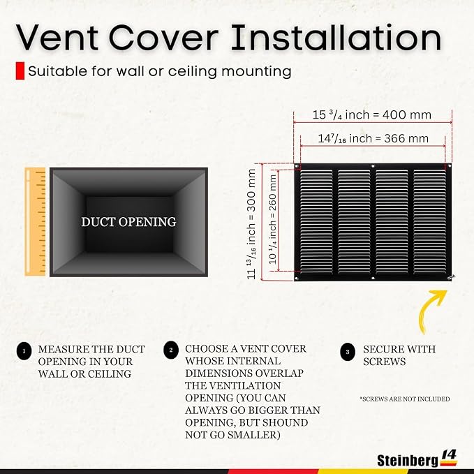 Steinberg14 Black Vent Cover 14x10 - Image 2