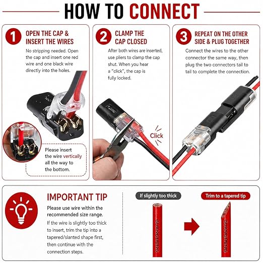 20Pcs Large Quick Connect Wire Connectors – No Stripping Double Wire Plug in - Image 8