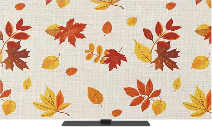 Autumn Orange Maple Leaves Falling Indoor TV Cover, Elastic TV Screen Protector - Image 2
