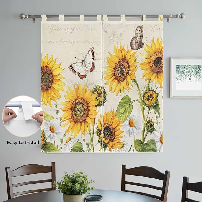 Farm Sunflowers Living Room Curtains 84 Inch Length, Window Curtains Tab Top - Image 4