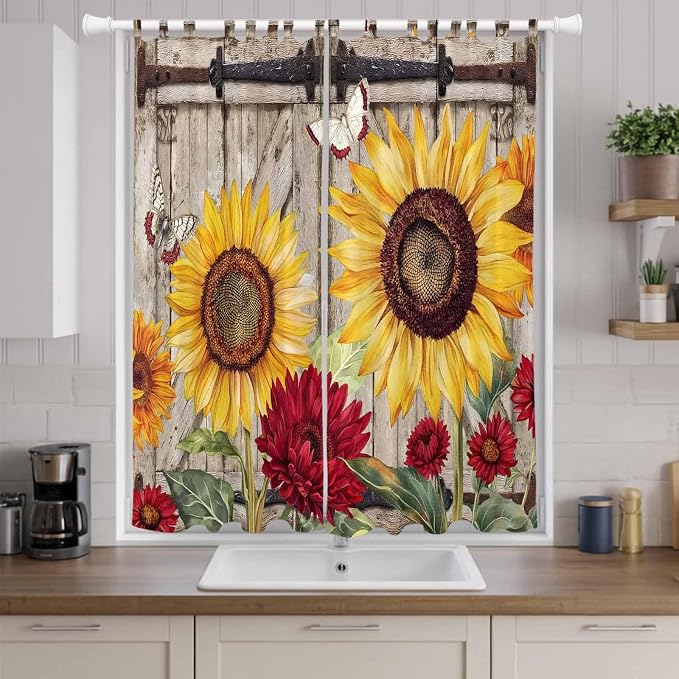 Sunflowers Living Room Curtains 96 Inch Length, Window Curtains Tab Top - Image 9