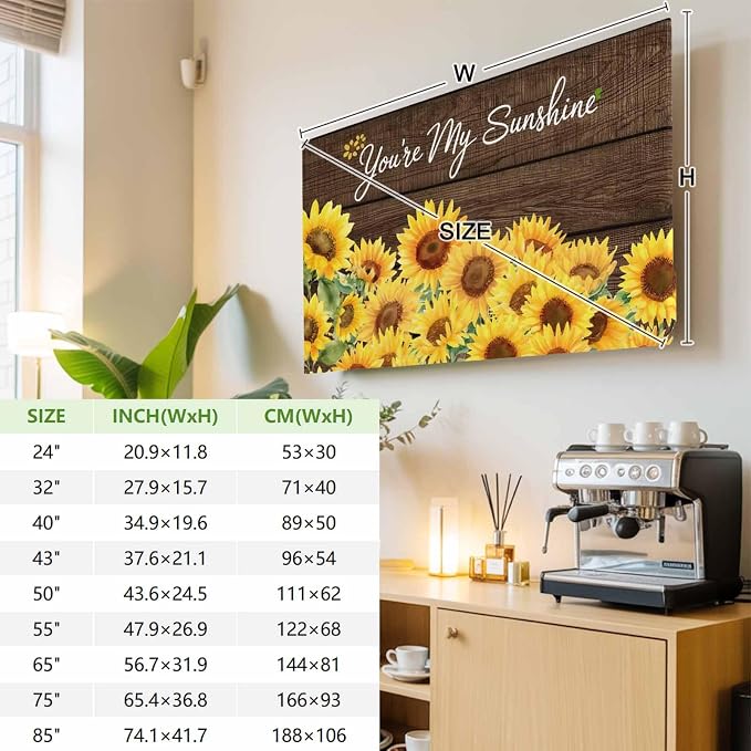 Spring Yellow Sunflower Indoor TV Cover, Elastic TV Screen Protector Rustic - Image 3