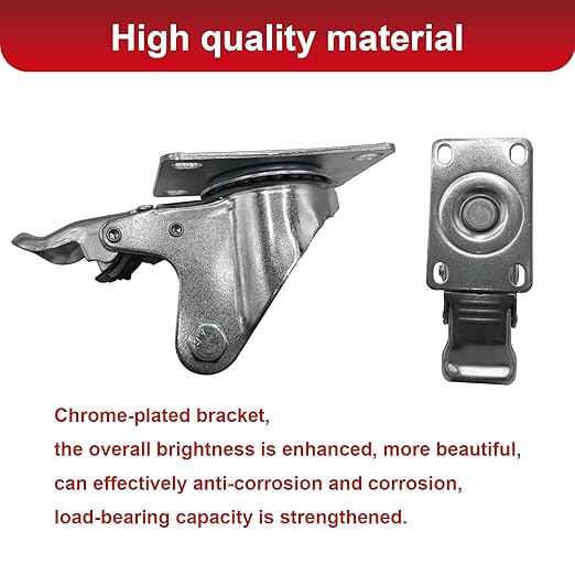 8 Pcs 4 Inch Heavy Duty Casters, Lockable Swivel Bearing Caster - Image 3