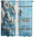 Farmhouse Wooden Grain Kitchen Curtains, Vintage Shabby Chic Flower Blue Light by Unknown