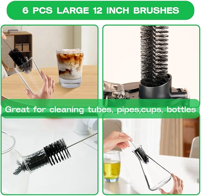 Brush Family Straw Cleaner Brush Set, 12 Pieces Extra Long Pipe Water Bottle - Image 3