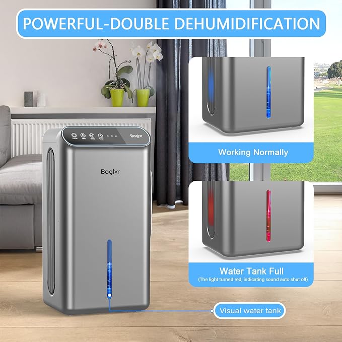Dehumidifier for Home up to 1000 sq.ft, 98oz Small Quiet Dehumidifier - Image 4