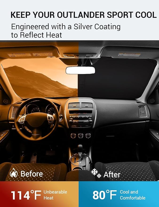 Proadsy 2026 Upgrade Windshield Sun Shade Custom Fit Mitsubishi Outlander Sport - Image 3