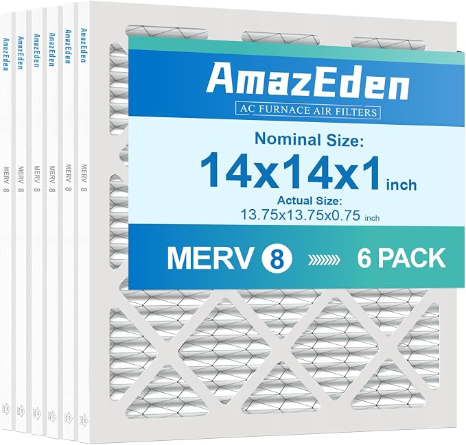 14x14x1 Air Filter 6 Pack HVAC AC Furnace Air Filters 14x14 Pleated Dust by AmazEden