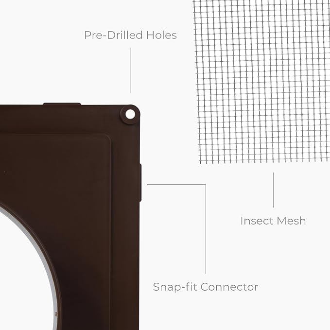 4 Inch Fit - Brown Plastic Vent Cover - Exhaust Dryer Vent Cover - Built-in - Image 4