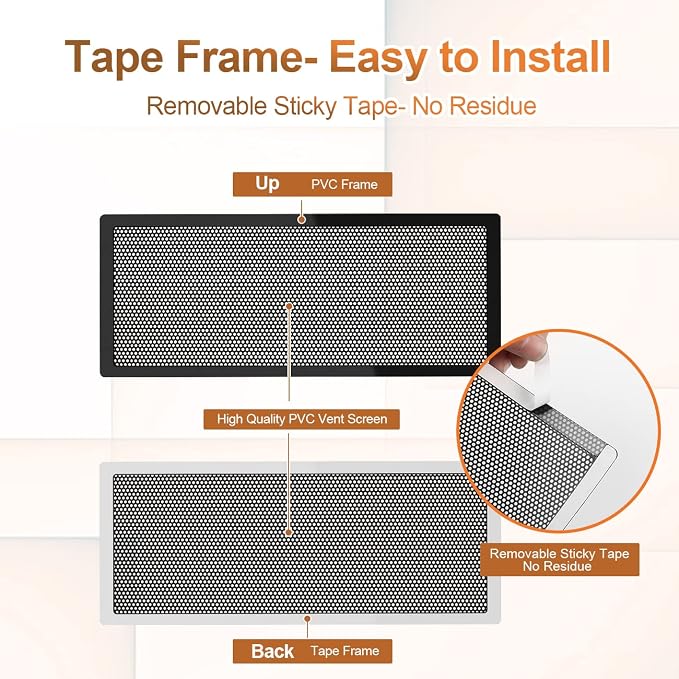 Floor Register Vent Cover- 4"x12" Air Vent Screen Mesh, Frame Tape Perfect - Image 4