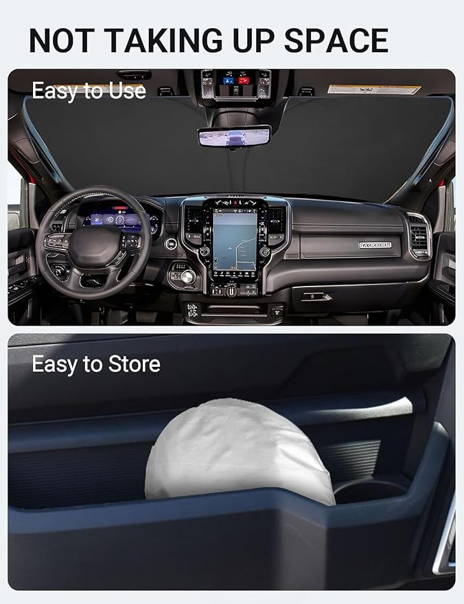 Proadsy 2026 Upgrade Windshield Sun Shade Custom Fit Dodge RAM 2500 3500 - Image 8