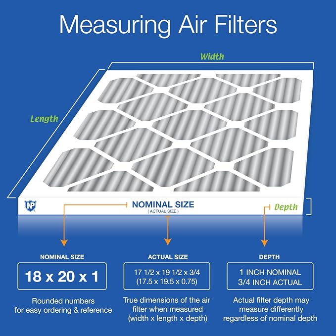 Nordic Pure 18x20x1 Pleated MERV 8 Plus Carbon Air Filters 4 Pack | Actual - Image 2