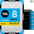 Simply 20x25x4 Air Filter, MERV 8, 6 Pack, Furnace Air Filter by SimplyFilters