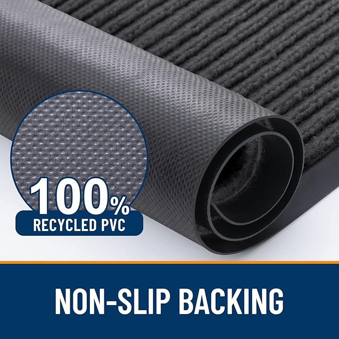 OLANLY Front Door Mat Indoor Outdoor Entrance, 2-Pack 71 x 47 Inch, Waterproof Heavy Duty Doormat, Fade Resistant, Low Profile, Easy Clean Patio Porch Welcome Floor Mats for Entry, Charcoal Grey