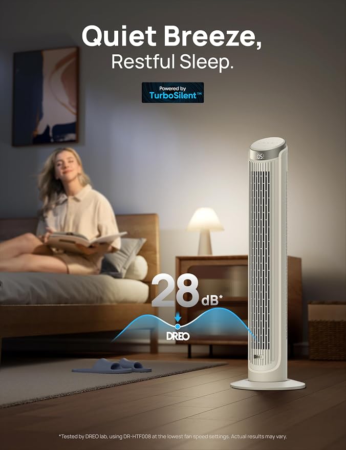 DREO Tower Fan for Bedroom, 90° Oscillating Fans that Blow Cold Air | 26 ft/s - Image 3