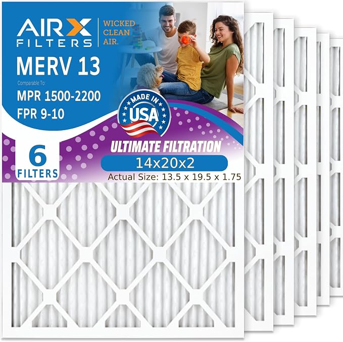 AIRX FILTERS WICKED CLEAN AIR 14x20x2 MERV 13 Electrostatic Pleated Air by AIRXFILTERSWICKEDCLEANAIR