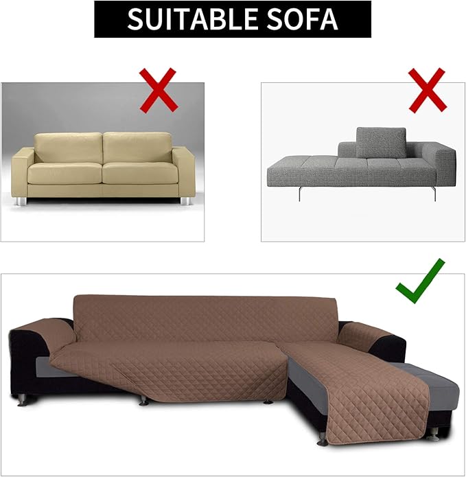 Easy-Going Sofa Slipcover L Shape Sofa Cover Sectional Couch Cover Furniture Protector Mat for Pets Dog Cat (X-Large,Brown/New Brown)