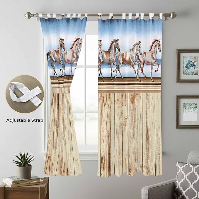 Western Horse Living Room Curtains 84 Inch Length, Window Curtains Tab Top - Image 5
