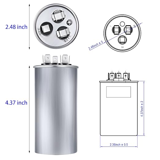 60/5 MFD uF 370/440V CBB65 Dual Run Round Capacitor - Image 2