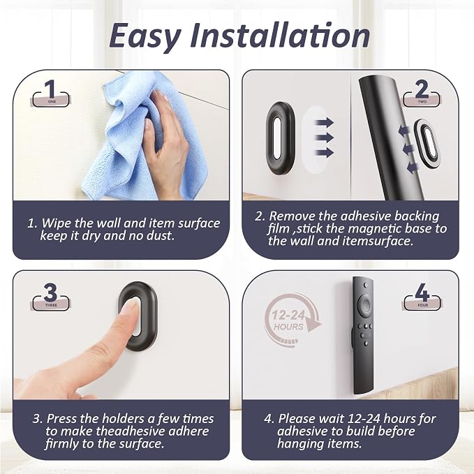 Magnetic Remote Control Holder Wall Mount Self-Adhesive, 6 Pack Upgraded - Image 3