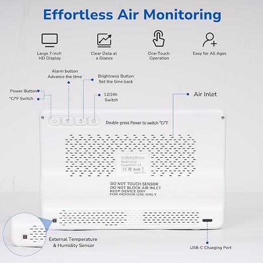 Fil-Fresh 16 in 1 Air Quality Monitor Indoor, CO2 Monitor Air Quality Tester - Image 5