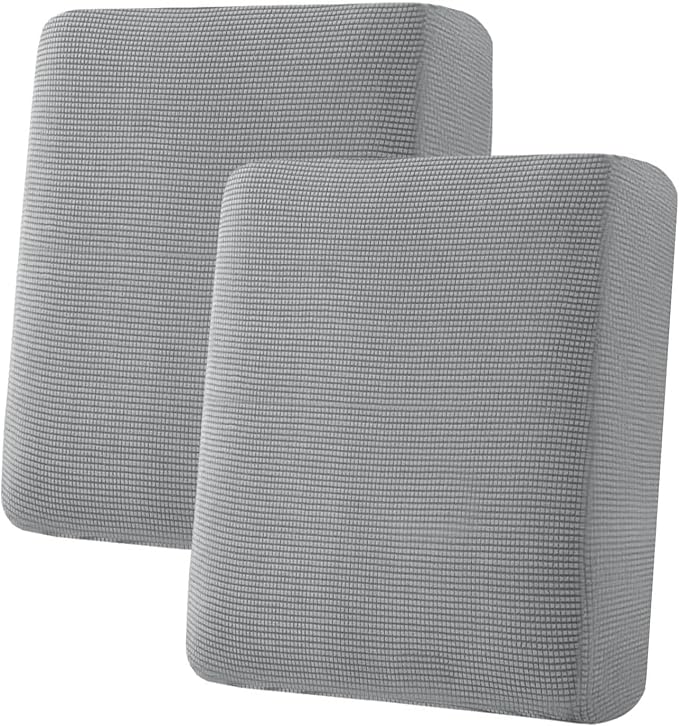 H.VERSAILTEX Super Stretch Individual Seat Sofa Covers Couch Slipcover Sets Thick Jacquard Textured Twill Fabric (2 Piece Medium Cushion Covers, Dove)