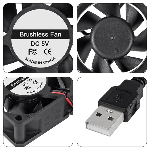 2Pcs 60mm 6025 Fan 60x60x25mm 5V Computer Cooler Fan 6cm Dual Ball Bearing USB - Image 2