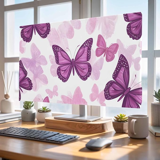 Summer Purple Butterflies Indoor TV Cover, Elastic TV Screen Protector Country by Unknown