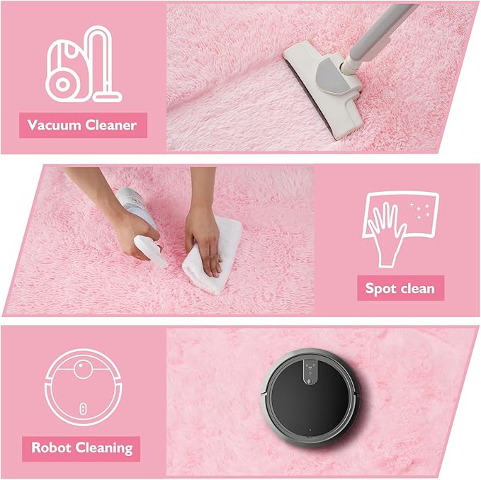 yulidayang Pink Fluffy Round Area Rugs for Bedroom,6'X6'Shag Circle Area Rugs for Girls Room,Non Slip Fuzzy Plush Rug for Kids Room Living Room and Dorm Home Decor Rug