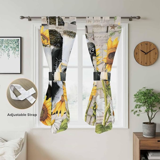 Yellow Sunflowers Bedroom Curtains 72 Inch Length, Window Curtains Tab Top - Image 5