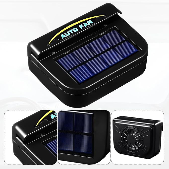 Tujoe 3 Pcs Solar Powered Car Ventilator Vehicle Exhaust Fan Window Automobile - Image 3