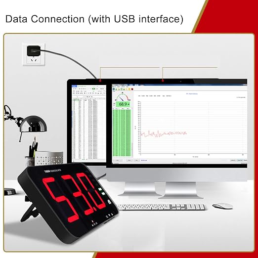 30dB-130dB Digital Sound Level Meter, 13in TA654B Wall Hanging Digital Decibel - Image 3