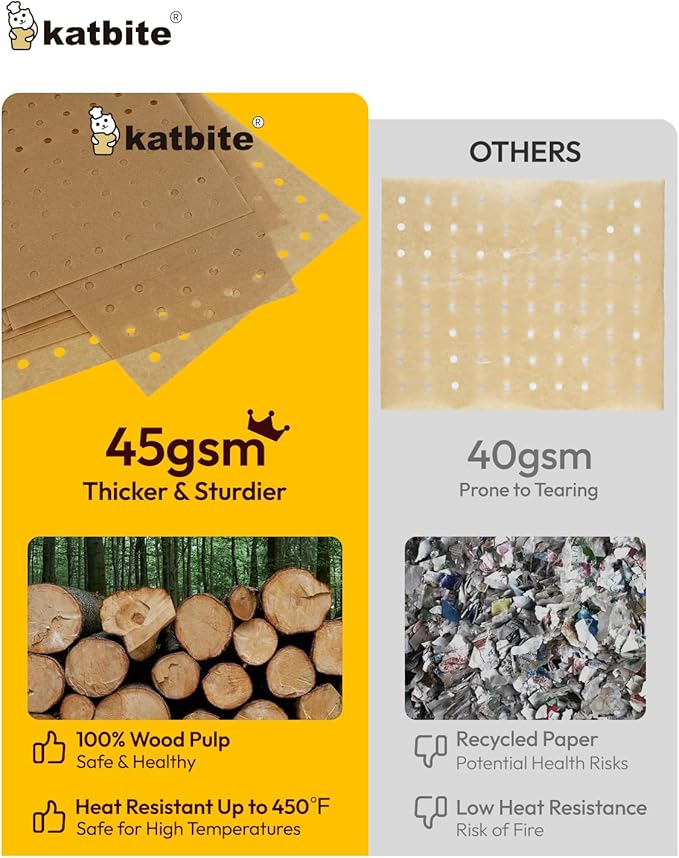 Katbite Air Fryer Parchment Paper Liners 160pcs Airfryer Liners Disposable 9x11 - Image 6