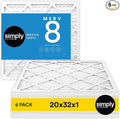 Simply 20x32x1 Air Filter, Merv 8, 6 Pack, by SimplyFilters