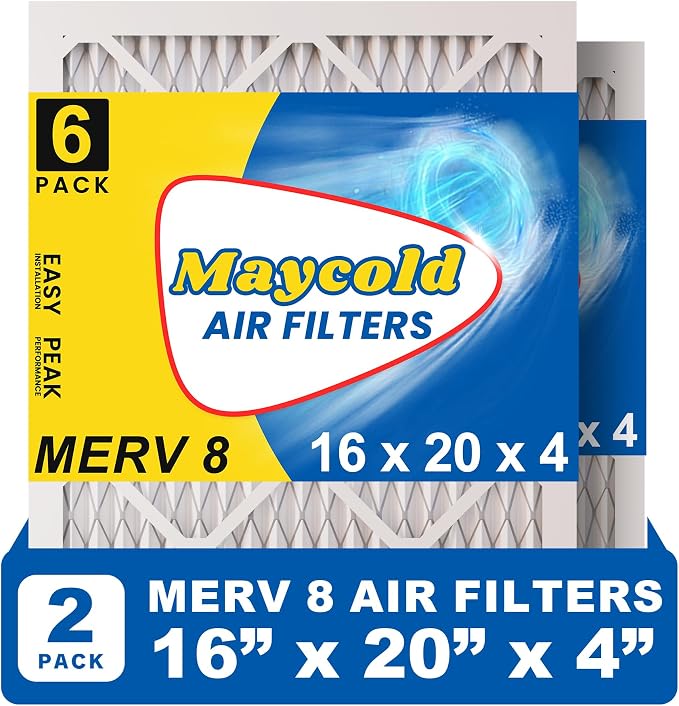 Maycold MERV 8 16x20x4 Furnace Air Filters, Pleated HVAC AC Filters – Actual by Maycold