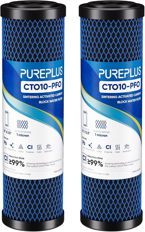 1 Micron 2.5" x 10" Whole House CTO Carbon Water Filter Cartridge Replacement by PUREPLUS