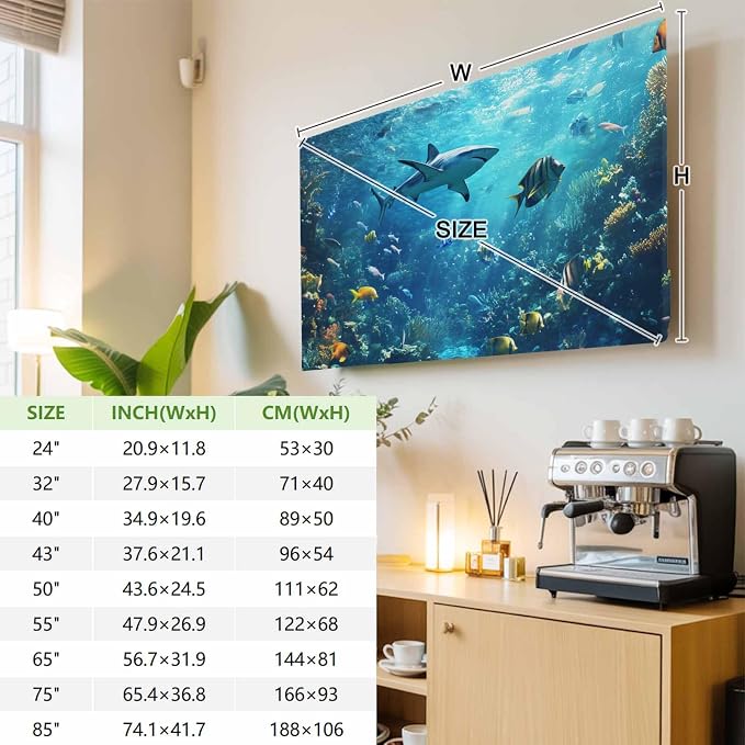 Underwater World Ocean Shark Fish Indoor TV Cover, Elastic TV Screen Protector - Image 3