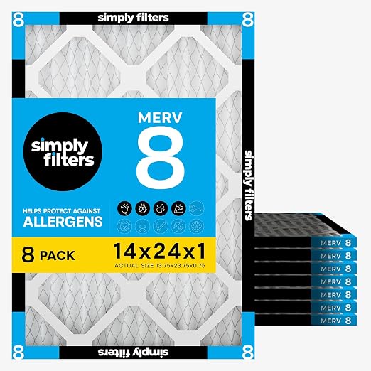 Simply 14x24x1 Air Filter, MERV 8, 8 Pack, by SimplyFilters
