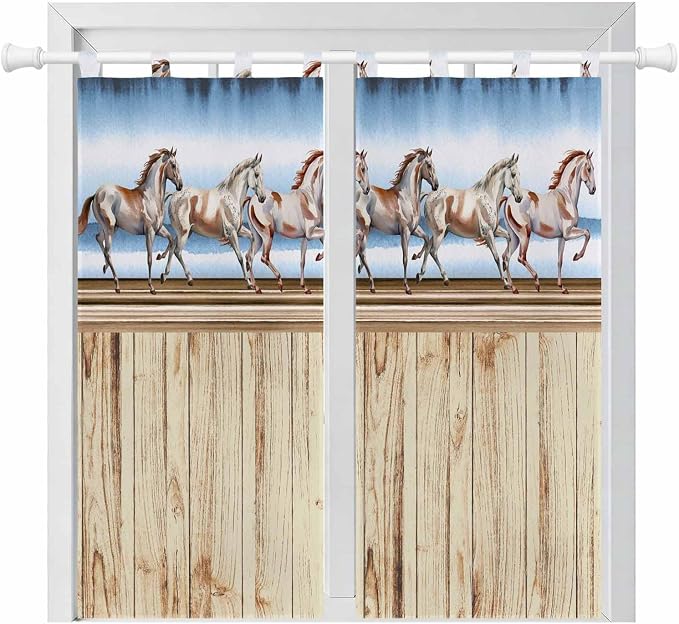 Western Horse Living Room Curtains 84 Inch Length, Window Curtains Tab Top by Unknown