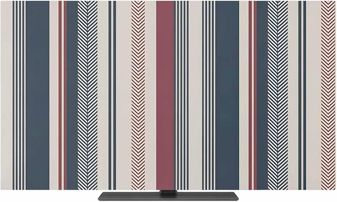 Vintage Blue Red Stripes Indoor TV Cover, Elastic TV Screen Protector Abstract by Unknown