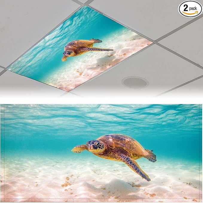 2 Pack Fluorescent Light Covers 4 X 2 Feet Sea Turtle Magnetic Light Cover by Unknown
