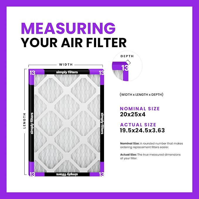 Simply 20x25x4 Air Filter, MERV 13, 6 Pack, Furnace Air Filter - Image 2