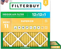 Filterbuy 12x12x1 Air Filter MERV 11 Superior Pet & Allergy Defense, by Filterbuy