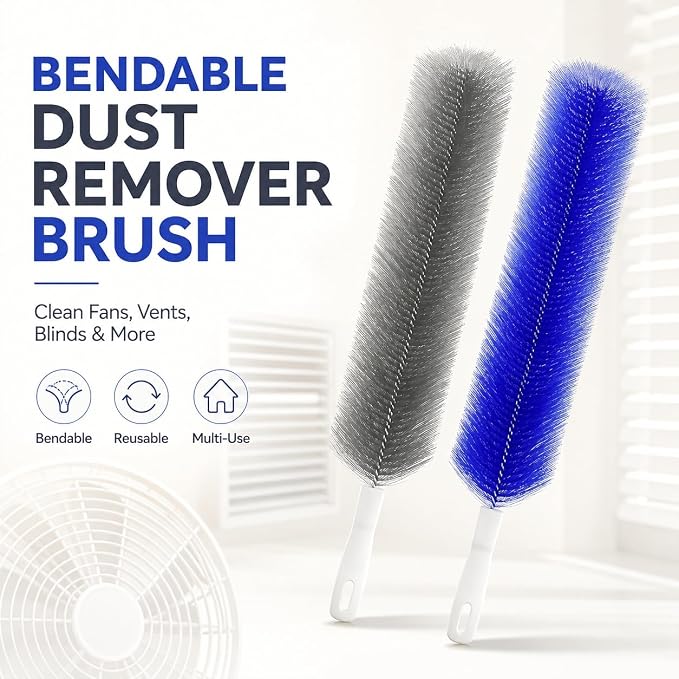 Bendable Microfiber Head, Reusable Dust Remover, Fan Cleaner Brush Washable - Image 2