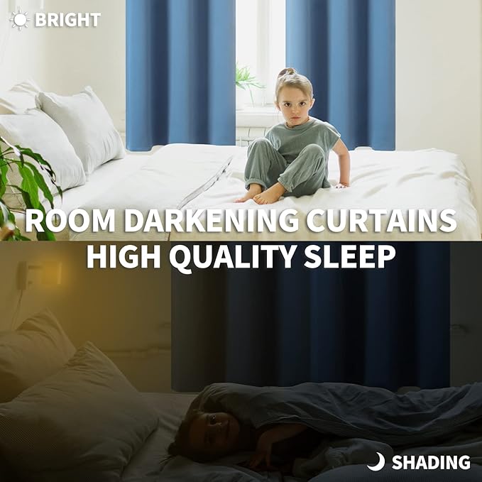 BGment Blackout Curtains - Grommet Thermal Insulated Room Darkening Bedroom and Living Room Curtains, Set of 2 Panels (70 x 63 Inch, Denim)