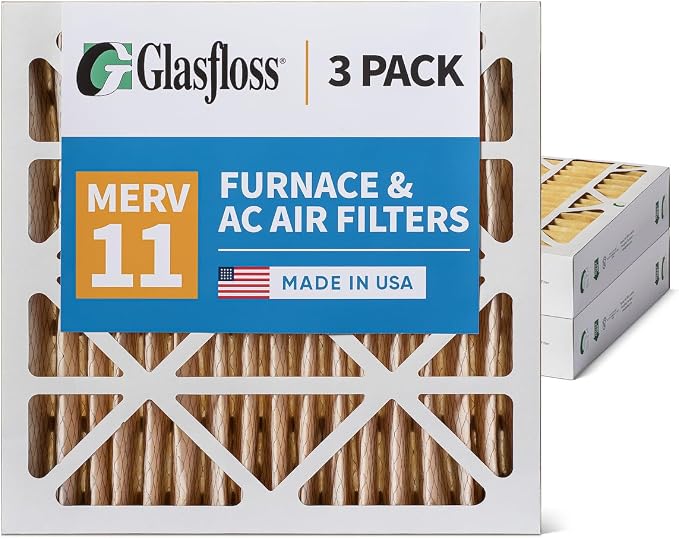 Glasfloss ZL 20x20x4 MERV 11 4" Inch AC Furnace Pleated Air Filters. Box of 3. by Glasfloss
