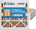 Glasfloss ZL 20x20x4 MERV 11 4" Inch AC Furnace Pleated Air Filters. Box of 3. by Glasfloss