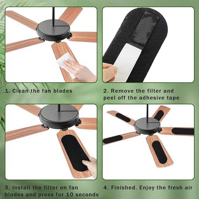6PCS Ceiling Fan Filters for Blades, Unscented Activated Coconut Shell Carbon - Image 5