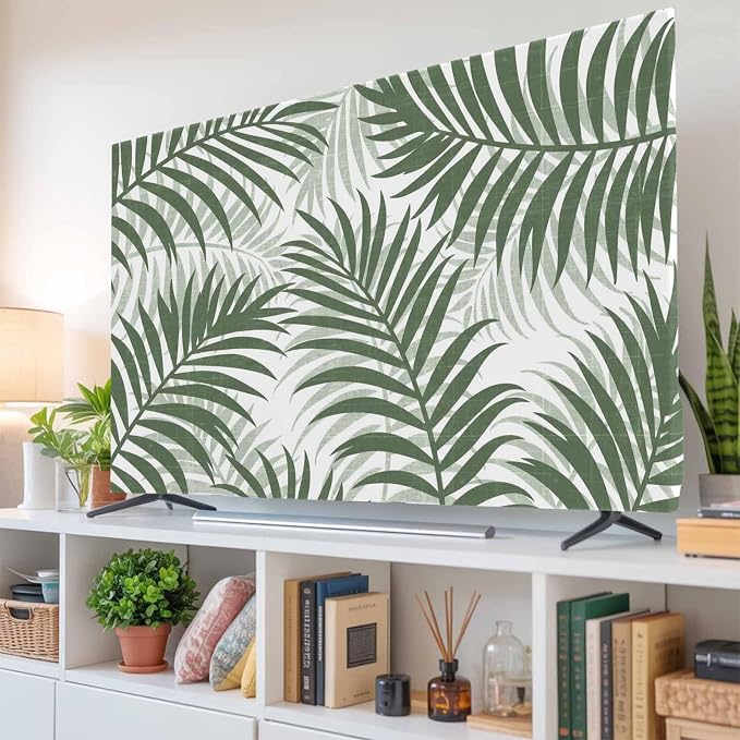 Palm Leaf Summer Forest Indoor TV Cover, Elastic TV Screen Protector Green - Image 6